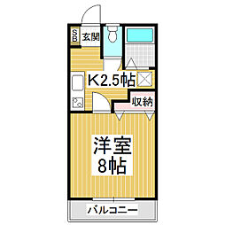 コーポコットンハウスI・II・III 2階1Kの間取り