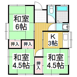 池上アパート 3Kの間取り