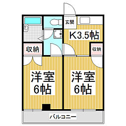 アルプス21 2階2Kの間取り