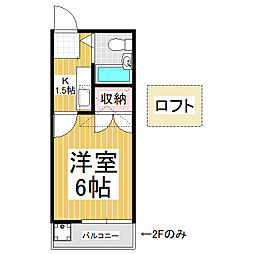 アネックスまつしまI 2階1Kの間取り