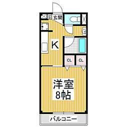 pearl　solidarite 1階1Kの間取り