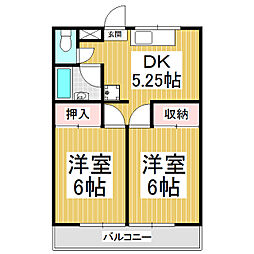 GRANDE　SOTTO伊北 2階2DKの間取り