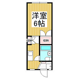 七久保ヒルズ　B 2階1Kの間取り