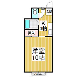 ドリームキャッチャー 2階1Kの間取り