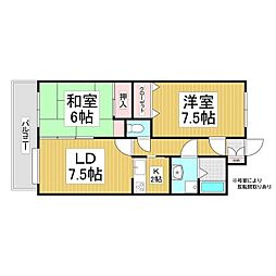 ライトコート青山 1階2LDKの間取り