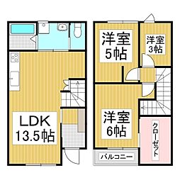 ルピナスますみヶ丘 2階2SLDKの間取り