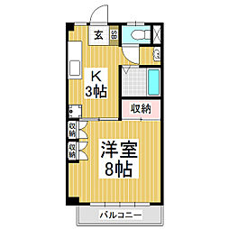 リバーサイドのはら 1Kの間取図画像