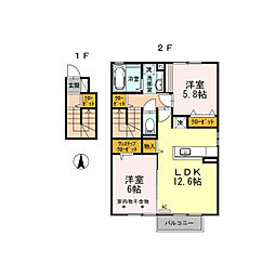 グランド・ソレイユ 2LDKの間取図画像