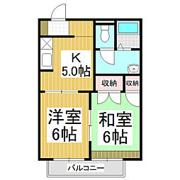 フレグランス馬見塚2番館 2Kの間取図画像
