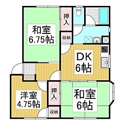 メゾニティ高木 3DKの間取図画像