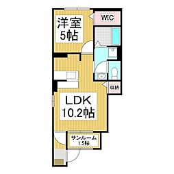 グランライトA 1LDKの間取図画像