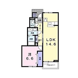 エストシャトーA 1LDKの間取図画像