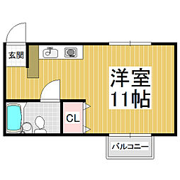 ハイツエーデルワイス ワンルームの間取図画像