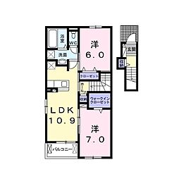 クレストピース 2LDKの間取図画像