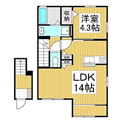 コンフォーティア伊那インターB棟 1LDKの間取図画像