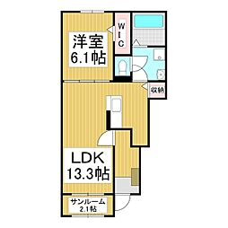 ソレアードI 1LDKの間取図画像