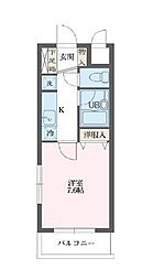ベルタス舟渡 1階1Kの間取り