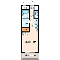 E−FLAT 3階ワンルームの間取り
