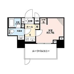 プレール・ドゥーク戸越銀座通り 7階1Kの間取り