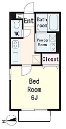 シェ・フルール 2階1Kの間取り