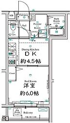 ベルシード板橋蓮根アンベリール 1DKの間取図画像