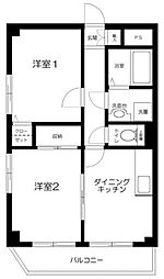 ハイツ東菅野 2DKの間取図画像