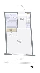 ビアメゾン三井パート22 ワンルームの間取図画像