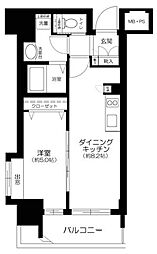 グローベル新大久保マスターズゲート 1DKの間取図画像