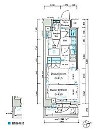 PARKLUXE蒲田一丁目 1DKの間取図画像