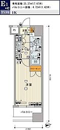ヴィーダ・スカイコート品川 1Kの間取図画像
