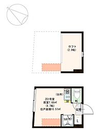 ハーモニーテラス北大塚 ワンルームの間取図画像