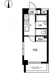 スカイコート神楽坂第2 1Kの間取図画像