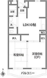 ファルム烏山 2LDKの間取図画像