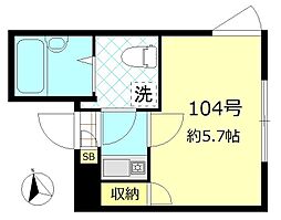 プリムローズ大森 1Kの間取図画像
