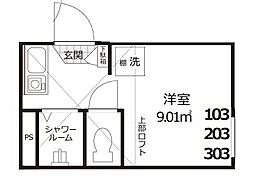 StudioAnT北千住 ワンルームの間取図画像