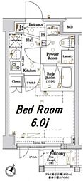 AXAS品川レジデンス 1Kの間取図画像