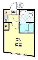 ルミエール四ツ木 1Kの間取図画像