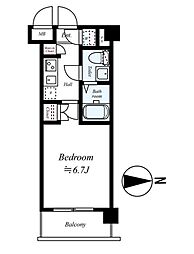 グランド・ガーラ南麻布 1Kの間取図画像