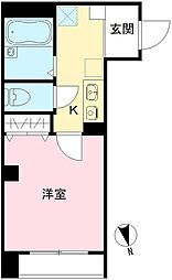 SOLBIOS大森 1Kの間取図画像