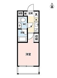 リーフコート 1Kの間取図画像