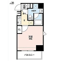 プレール・ドゥーク板橋2 1Kの間取図画像