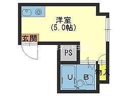 Osaka Metro長堀鶴見緑地線 玉造駅 徒歩2分の賃貸マンション 2階ワンルームの間取り