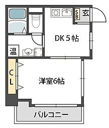 Osaka Metro千日前線 南巽駅 徒歩4分の賃貸マンション 6階1DKの間取り