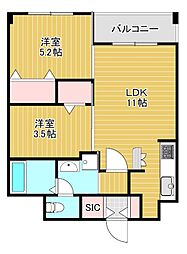Osaka Metro千日前線 今里駅 徒歩1分の賃貸マンション 5階2LDKの間取り
