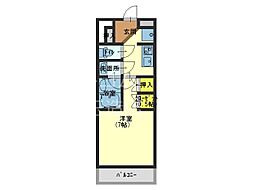 Osaka Metro谷町線 谷町六丁目駅 徒歩8分の賃貸マンション 2階1Kの間取り