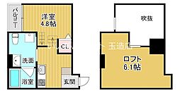 JR関西本線 東部市場前駅 徒歩11分の賃貸アパート 1階1Kの間取り