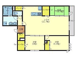 Osaka Metro今里筋線 緑橋駅 徒歩10分の賃貸アパート 1階3LDKの間取り