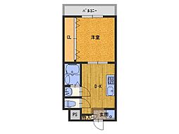 Osaka Metro千日前線 新深江駅 徒歩1分の賃貸マンション 2階1DKの間取り