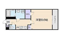 Osaka Metro中央線 深江橋駅 徒歩9分の賃貸アパート 2階1Kの間取り