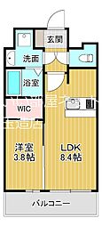 プレサンスOSAKA東成中本ハーヴィル 8階1LDKの間取り